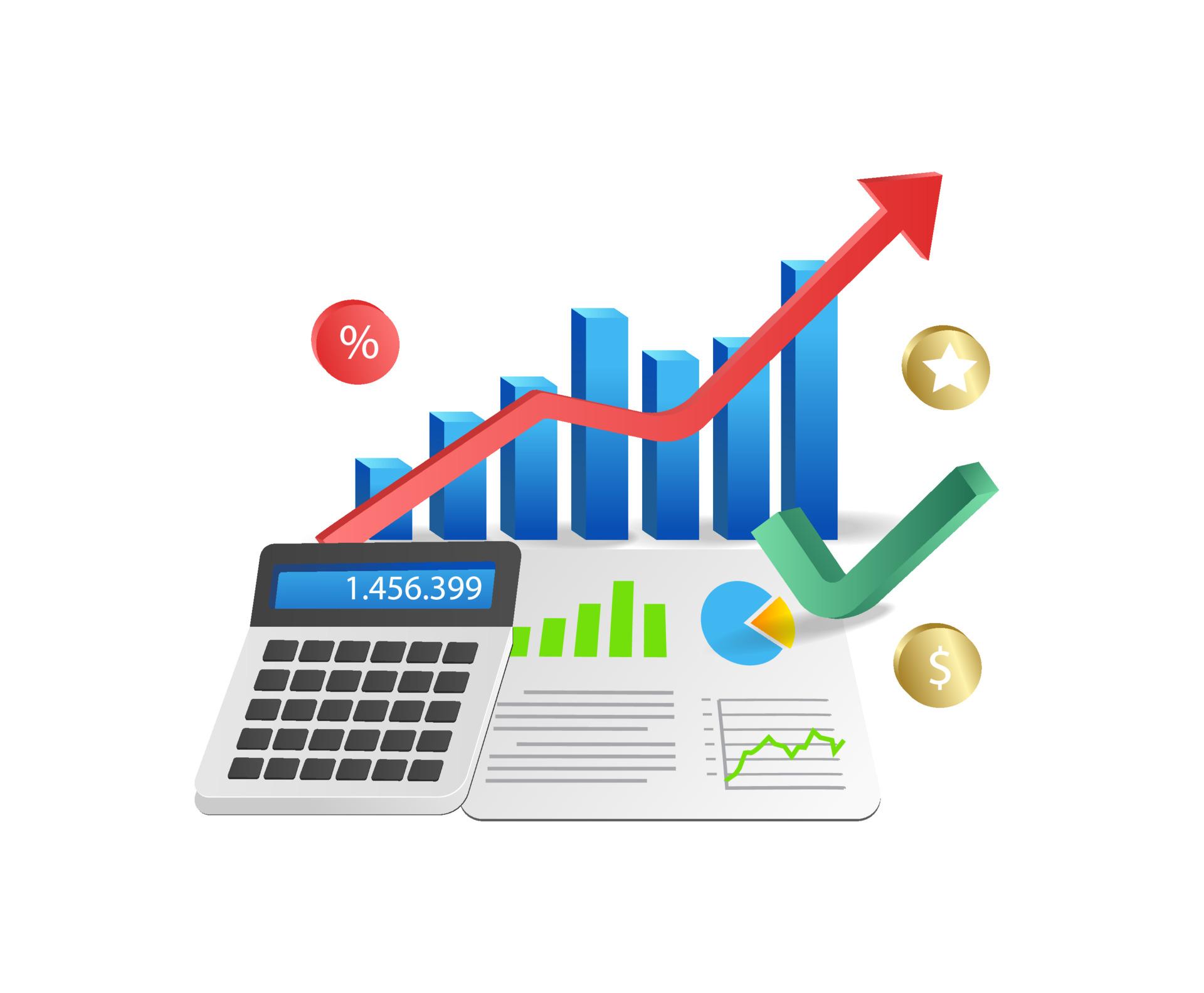 vecteezy calculator and business report with rising graph vector 22234311