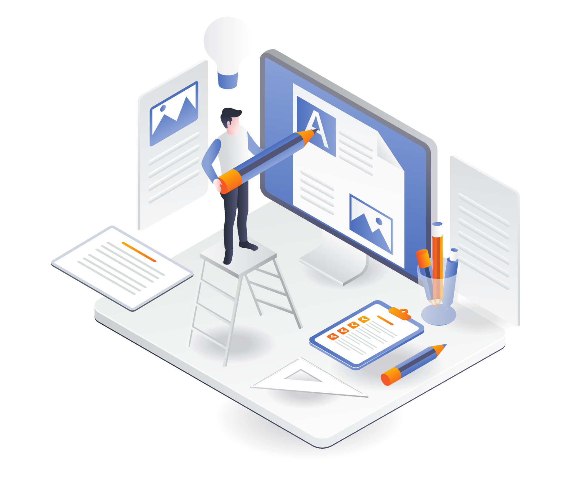 men insert ideas into blog and web content